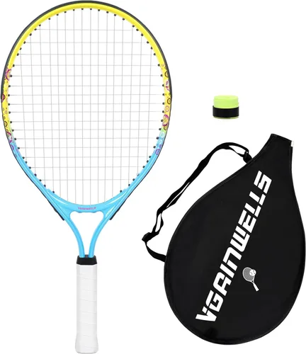 Miniatura 17 de Raqueta de tenis para niños de 17"-23" para edades de 2-9 años, ligera y duradera, incluye 1 raqueta de tenis para niños pequeños y 1 cintas