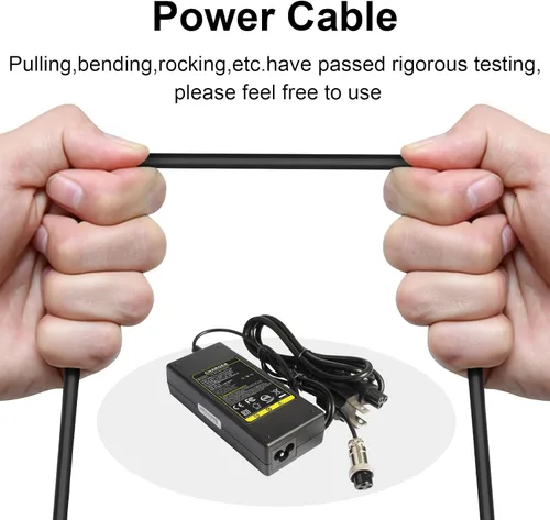 Miniatura 6 de 44V 1.8A Cargador de batería de plomo ácido XLR hembra de 3 pines con cable de alimentación en línea de 3 puntas para Boreem Jia, Minimoto, Rad2Go