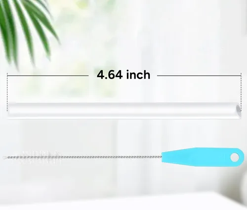 Miniatura 2 de CampTek Pajitas de repuesto compatibles con YETI Rambler Jr. botella de agua para niños de 12 onzas, incluye 5 popotes sin BPA y 1 cepillo