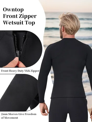 Miniatura 3 de Owntop Camisetas de neopreno Mujeres y hombres Manga larga de neopreno de 0.079 in Flexible y cómodo Cremallera frontal YKK Surfing Buceo