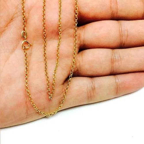 Miniatura 5 de Jewelry Affairs Collar de cadena de eslabones Rolo redondo de oro amarillo de 10 quilates, 0.075 in