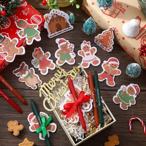 Miniatura 4 de Pasimy Juego de 24 notas adhesivas de Navidad y bolígrafos, regalos navideños de invierno para estudiantes, compañeros de trabajo, blocs de notas