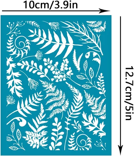 Miniatura 2 de OLYCRAFT Plantilla de arcilla de 4 x 5 pulgadas, diseño de hojas de helecho, pantalla de seda para hojas de arcilla polimérica, plantillas de Hoja