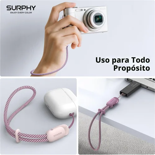 Miniatura 5 de SURPHY Paquete de 3 correas de muñeca para teléfono con lengüeta de sujeción para teléfono celular, correa para teléfono celular, correa para A