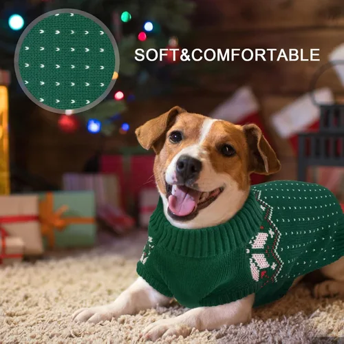 Miniatura 6 de Kuoser Suéter de Navidad para perro, suéteres de Navidad suaves y cálidos para perros pequeños, medianos y grandes, niño niña, suéter cómodo