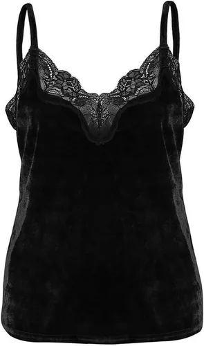 Miniatura 2 de Camisola de encaje sexy para mujer, blusa sin mangas casual con cuello en V, terciopelo con tirantes delgados, camisola sin mangas, Vino