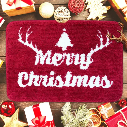 Miniatura 7 de Decoraciones de Feliz Navidad, alfombras de baño rojas, bonita decoración navideña, tapetes de baño para baño, parte trasera antideslizante, lavable