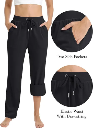 Miniatura 4 de MAGCOMSEN Pantalones de forro polar para mujer, pantalones deportivos para correr, yoga, pantalones de terciopelo para correr, pantalones de pijama