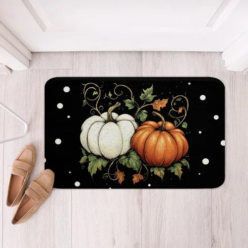 Miniatura 12 de Erosebridal Thanksgiving Turkey Bathroom Rugs - Fall Leaves Pumpkin Bath Mat for Kids Adults, Vintage Autumn Harvest Door Mat 16 x 24 Inch Rustic