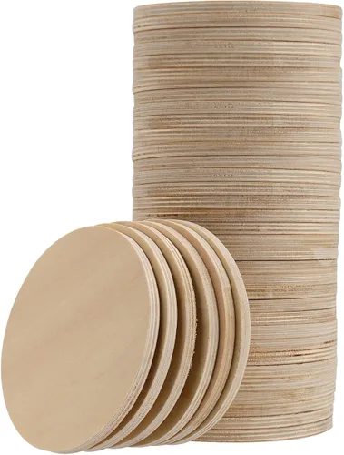 Miniatura 8 de SINJEUN Paquete de 30 discos cuadrados de madera sin terminar de 4 pulgadas, discos de madera de 1/4 pulgadas de grosor, recortes de madera