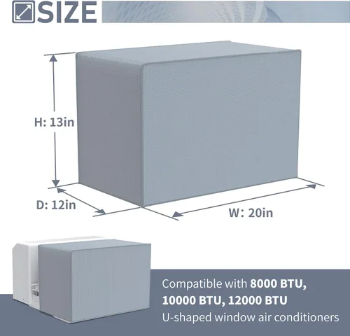 Miniatura 3 de Flamorrow Cubierta de aire acondicionado para unidad de ventana en forma de U 8000, 10000, 12000 BTU, 600D resistente al agua, en forma de U