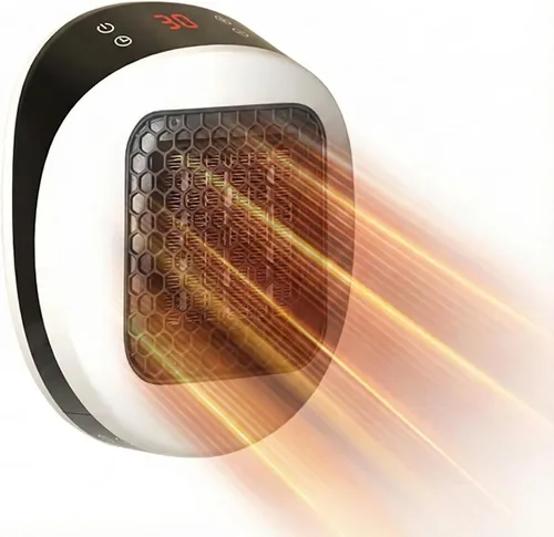 Calentador de espacio pequeño de 600 W, mini calentador de pared remoto, temporizador de 12 horas, pantalla LED y apagado automático de seguridad,