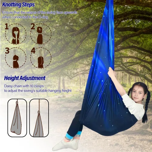 Miniatura 6 de Columpio Sensorial para Niños Soporta hasta 300 libras Interior y Exterior Columpio de Terapia Abrazador con Kit Colgador de Ganchos para Hamaca
