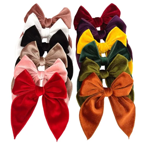 Miniatura 12 de Pinzas para el cabello con lazo de pana Fable para bebés, niñas y mujeres, grandes pinzas con lazo de terciopelo, accesorios para niños pequeños