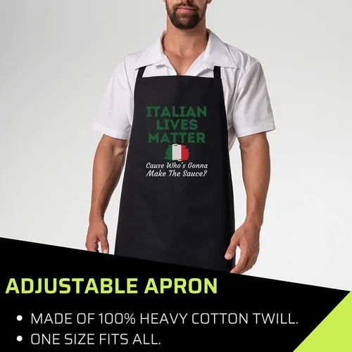 Miniatura 2 de Delantal negro de comida - Funny Italian Lives Matter Cook Novedad Italia Bandera Camiseta Negro Delantales de cocina, Negro