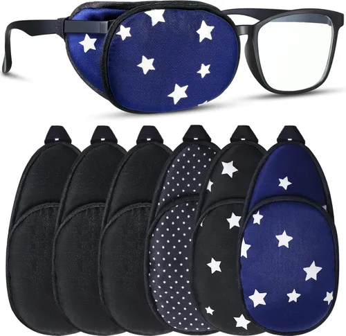 Parche de seda para ojos de 6 piezas para adultos y niños, para cubrir cualquiera de los parches individuales de cubierta de cristal suave