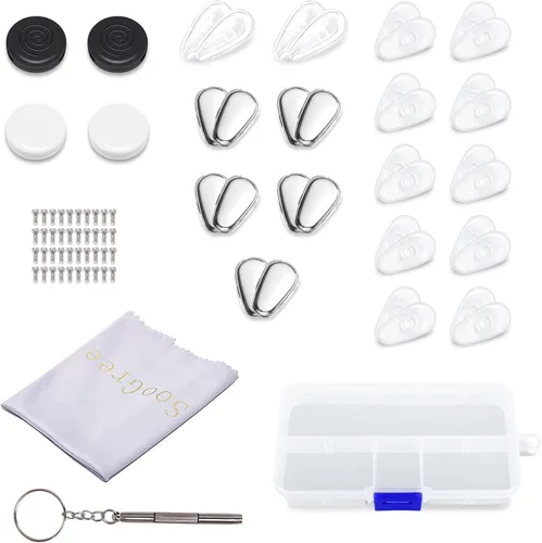 Miniatura 9 de SooGree Paquete de 20 almohadillas nasales pequeñas para gafas de cámara de aire, 20 almohadillas de nariz de silicona dura, 1 gancho redondo