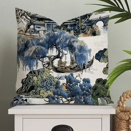 Miniatura 56 de ArogGeld Fundas de Almohada Euro Sham Florales Verde y Blanco Gris Estilo Chinoiserie Funda de Almohada Asiática Funda de Cojín Decorativo 18x18
