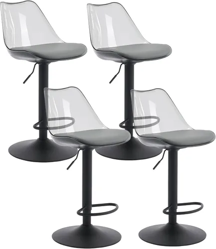 Miniatura 11 de Taburetes de bar, taburetes de bar, taburetes de bar ajustables, taburetes de bar transparentes, taburetes de bar giratorios, con tapizado de piel