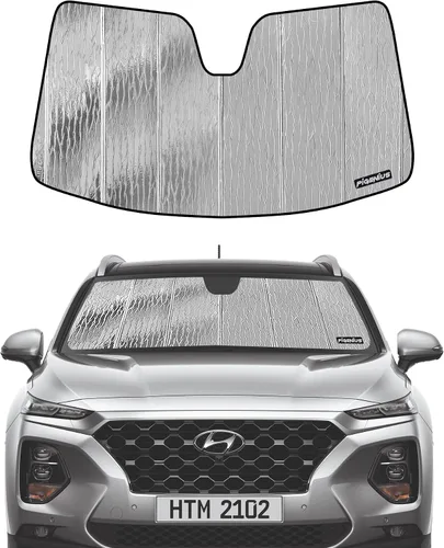 Pigenius Parasol de parabrisas para Hyundai Santa Fe 2019-2023 (5 pasajeros), reversible, color plateado y negro AstraGuard