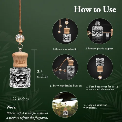 Miniatura 5 de RoyAroma Difusor ambientador ecológico para automóvil, difusor colgante para automóvil, paquete de 2, perfume de aceite esencial natural