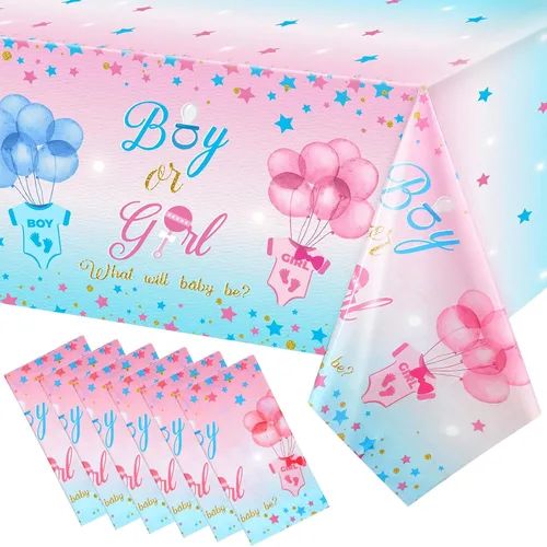 Miniatura 8 de Mixweer 3 piezas de mantel para revelación de género, suministros para fiesta de revelación de género, mantel de plástico impermeable para niños