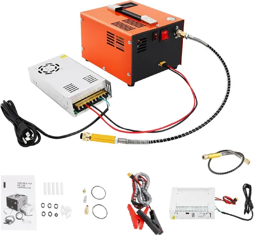 Compresor de aire PCP, compresor PCP portátil de 4500 PSI, batería de coche de 110 V AC/12 V (40+A) bomba de aire anhidro con convertidor de energía