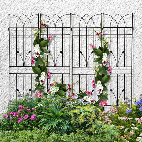 Miniatura 40 de Paquete de 4 enrejados de jardín de metal de 71" de altura, cerca de jardín, enrejado a prueba de óxido para plantas trepadoras, soporte de rosas
