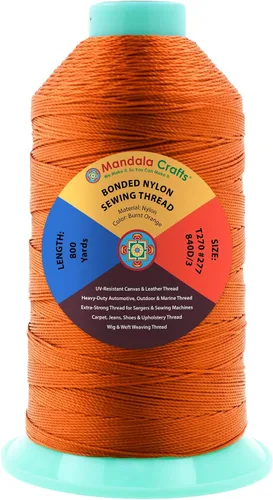 Miniatura 386 de Mandala Crafts - Hilo de nailon para coser cuero, tapicería, mezclilla y para trenzar el pelo; resistente, 1500 yardas, tamaño 69 T70 Marrón