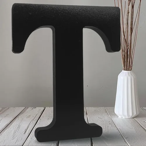 Miniatura 26 de AOCEAN Letras de madera negra de 10 pulgadas, letras de madera sin terminar para Halloween, letras decorativas de pie en rodajas, decoración