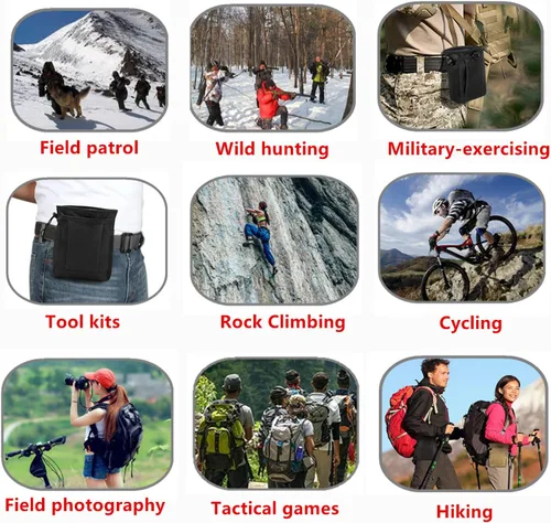 Miniatura 7 de Bolsa de tiza para escalada en roca, bolsas de tiza Bouldering con cinturón de clip rápido y 3 bolsillos, gran equipo para escalada en roca