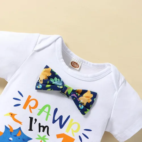 Miniatura 34 de Ropa divertida para el primer cumpleaños para bebé, ropa para bebé, con corbatín, mameluco, pantalones, conjunto de tirantes, trajes de pastel