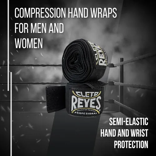Miniatura 2 de CLETO REYES Vendas de mano de compresión para guantes de boxeo, elástico transpirable, MMA, kickboxing, Muay Thai, negro