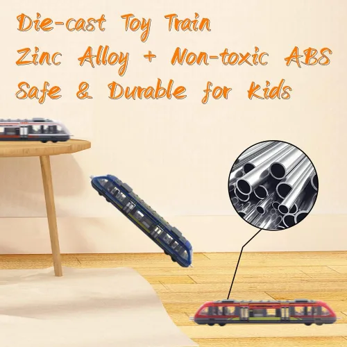 Miniatura 4 de Crelloci Juego de 3 trenes bala, tren de juguete de alta velocidad vinculado Lotomotora, modelo de automóvil de aleación fundida, metro deslizante