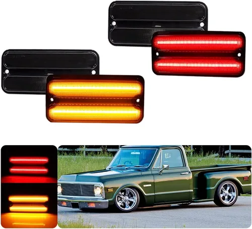 Compatible con 1968 1969 1970 1971 1972 Chevy GMC Pickup Trucks Luces de Marcador Lateral del Parachoques Delantero/Trasero Completas Lámparas LED