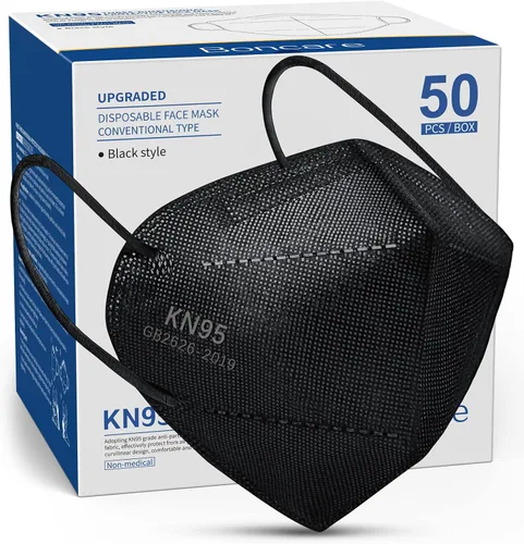 Miniatura 7 de Boncare Mascarillas KN95, mascarillas KN95 negras, paquete de 60, 5 capas negro (Black 60 PCS)
