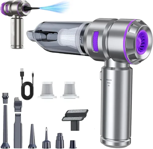 Aspiradora Mini, 4 en 1 21000PA Aspiradora de Coche Sin Cepillo & Aspiradora de Aire 210000RPM Soplador de Aire con Batería de 9000mAh Aspiradora