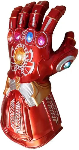Guantes de PVC con luces LED Thanos Infinity para el puño electrónico con baterías color dorado para adultos Cred Gloves Adultos talla única
