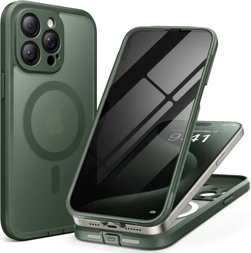Miniatura 36 de TIESZEN Funda para iPhone 15, compatible con MagSafe, protector de pantalla de privacidad integrado y protección de cámara, antiespía, cuerpo