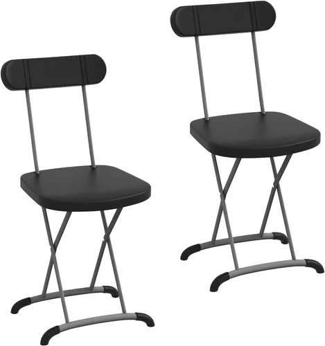 S AFSTAR Juego de 2 sillas plegables de plástico con asiento ancho y respaldo ergonómico, sillas portátiles de metal con capacidad para 400 libras