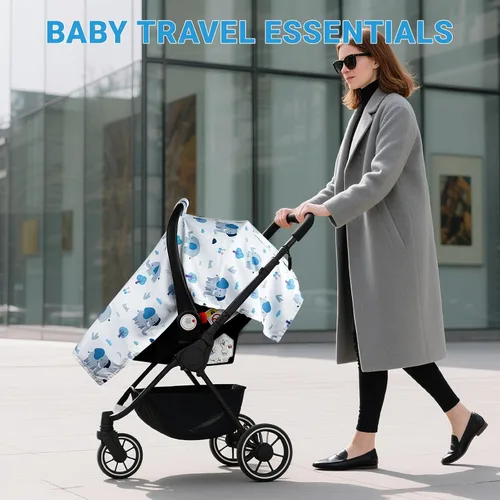 Miniatura 5 de Metplus Funda para asiento de coche 2 en 1 para bebé, toldo para asiento de coche para bebés, funda de lactancia multiusos para mamá, fundas