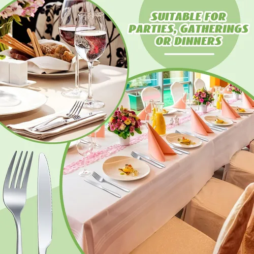 Miniatura 5 de Nuenen Juego de cubiertos de 50 tenedores de acero inoxidable, tenedores y cuchillos, cubiertos para cocina, restaurante