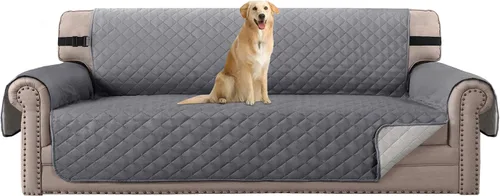 Miniatura 80 de H.VERSAILTEX Funda de sofá resistente al agua para sofá de 3 cojines, reversible, protector de muebles acolchado con correa elástica, funda de sofá