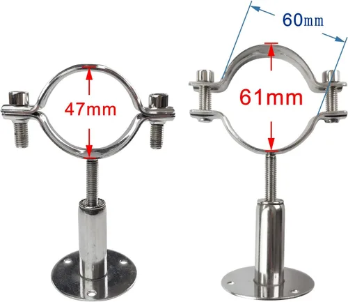 Miniatura 4 de Soporte de tubo de techo de montaje en pared de acero inoxidable 304 Soporte de tubo de techo ajustable correas de tubo de abrazadera para tubo