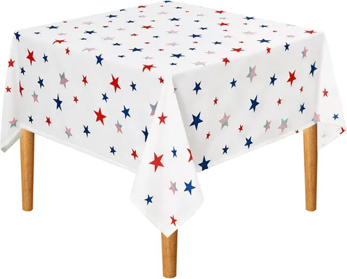 Miniatura 2 de DWCN Mantel patriótico cuadrado del 4 de julio, impermeable, resistente a las manchas, con patrón de estrellas, lavable para el Día de los Caídos