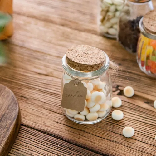 Miniatura 7 de Paquete de 6 tarros de yogur mini, tarros de vidrio de 7 onzas con tapas de corcho, recipientes de pudín con tapas, tarros de mason para recuerdos