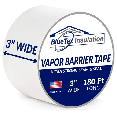 ㅤ Cinta de barrera de vapor de costura blanca de 7,6 cm de ancho x 54,9 m de largo - 1 rollo, impermeabilización y excelente para espacios de