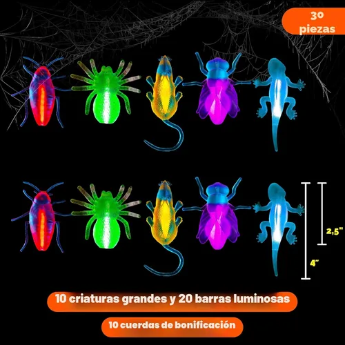 Glow Critters y Halloween Trick or Treat - Esqueletos y calabazas brillantes - Bastones brillantes para fiestas - Suministros de fiesta que brillan