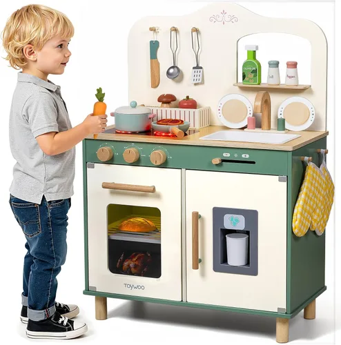 Miniatura 8 de Mezclador de juguete de madera para cocina de juego de niños Accesorios de cocina de juguete Juego de comida de madera con batidor, batidores Play