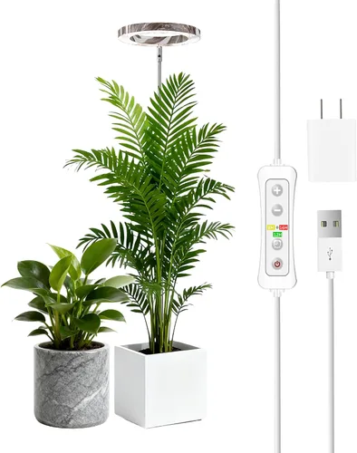 Miniatura 15 de yadoker 72 LEDs Luz de cultivo de plantas para plantas de interior, Luz de escritorio de aluminio con grano de madera de nogal LED, Altura